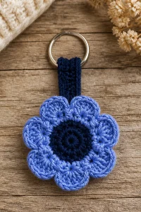 Handmade Crochet Scabiosa Flower Harvest Keychain for unique accessories