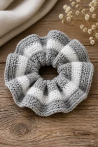 Crochet Silver Frost Hair Scrunchie