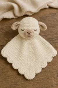 Crochet Sleepy Lamb Baby Lovey Toy
