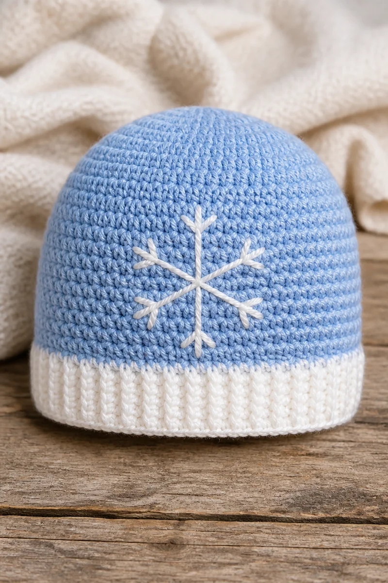 Handcrafted Crochet Snowflake Baby Hat Beanie for winter wear