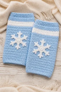 Crochet Snowflake Baby Knee Warmer Pair