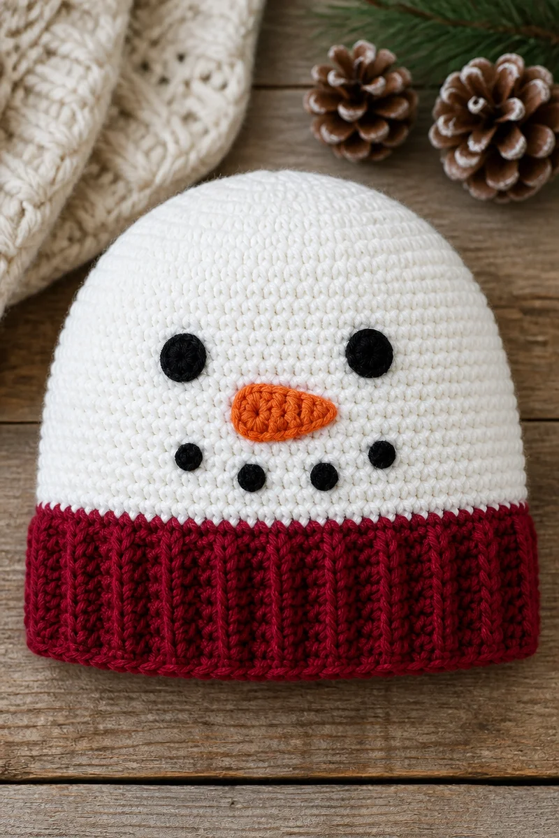 Crochet snowman baby hat beanie for winter festivities
