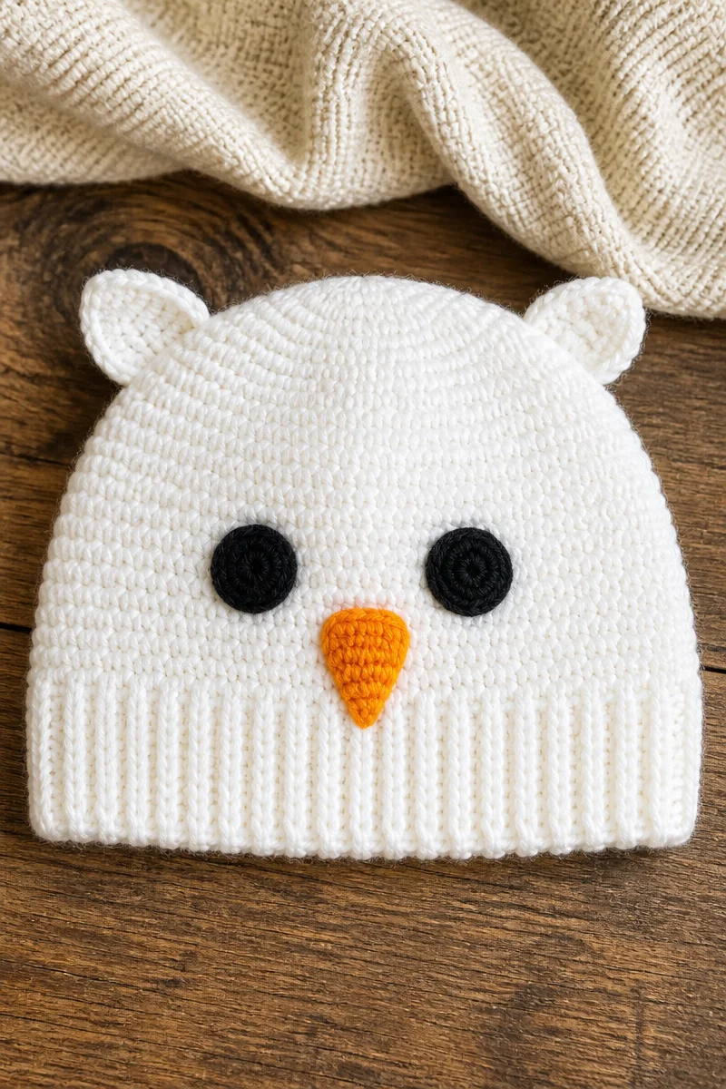 Adorable crochet snowy owl baby hat beanie for infants