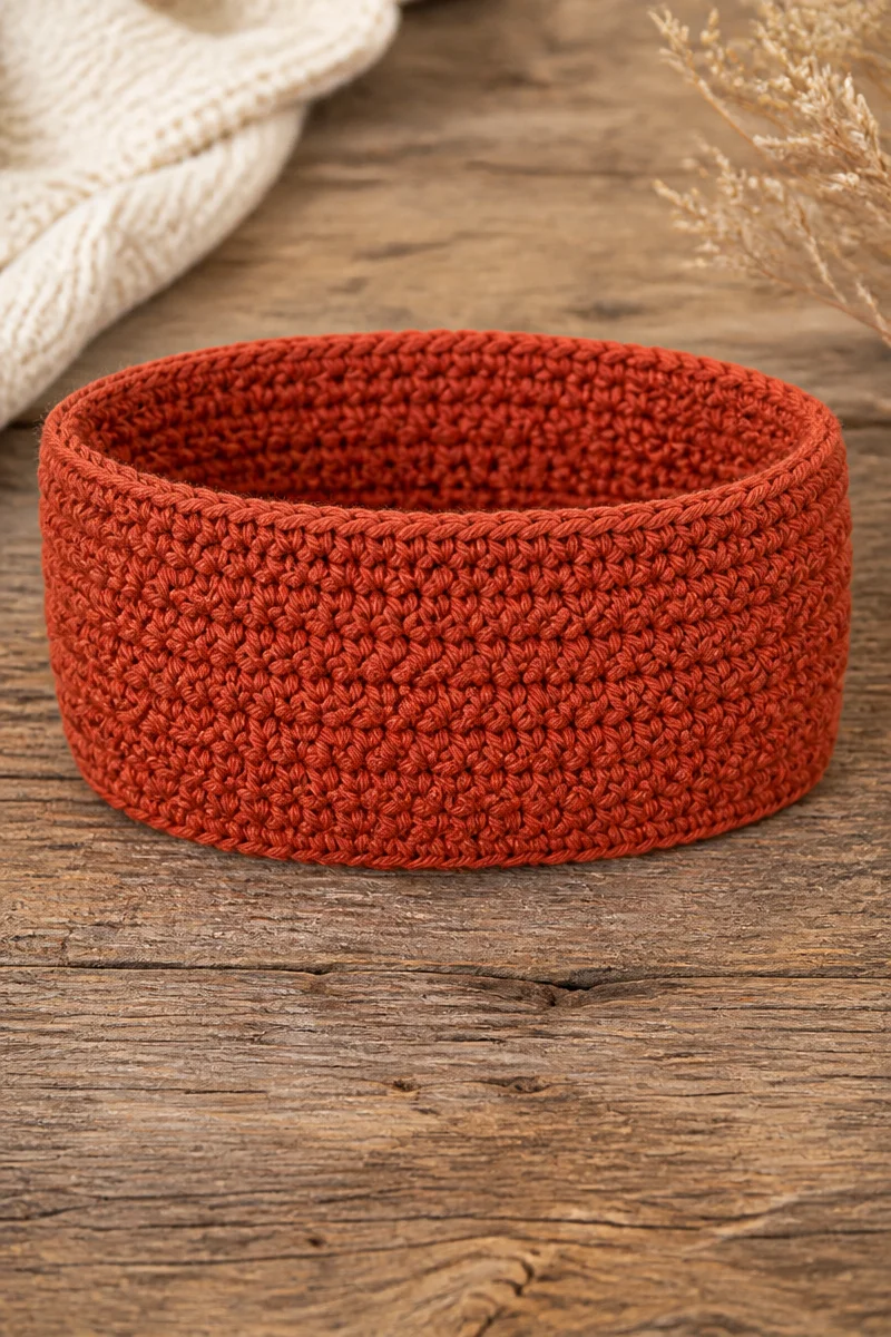 Crochet Terracotta Wide Comfort Headband in a stylish design