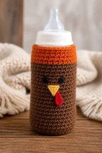 Crochet Turkey Baby Bottle Cozy