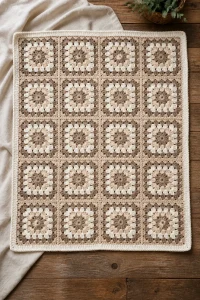 Crochet Warm Neutral Granny Baby Blanket