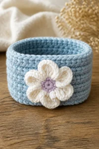 Crochet White Hyacinth Flower Bracelet Cuff