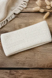 Crochet Winter White Wide Headband